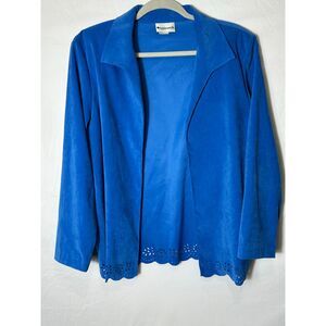 Appleseeds Women's Faux Suede Laser Cut Open Blazer Shoulder Pads, Size 12